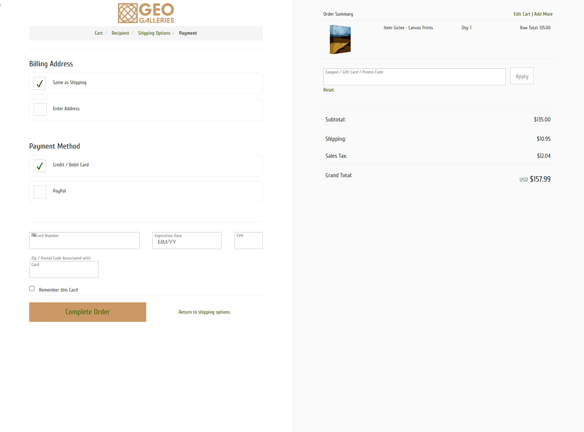 Clean, secure online checkout interface