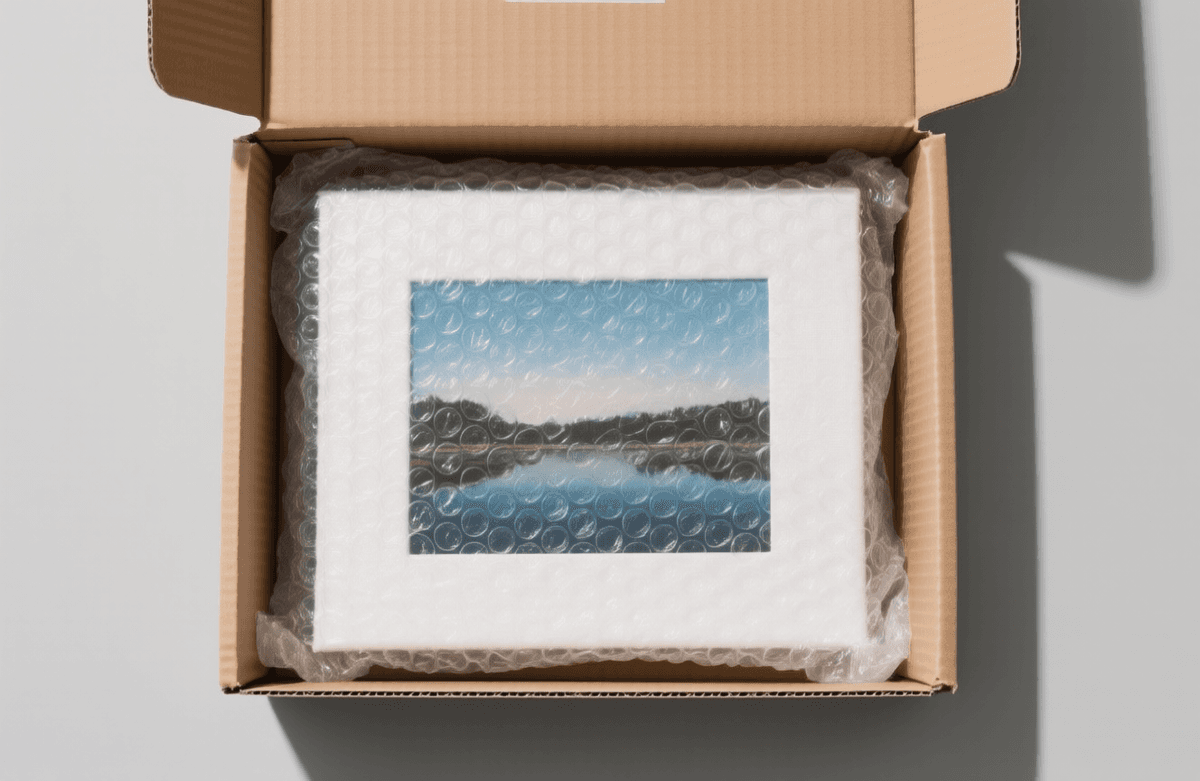 Professional packaging of fine art prints in a lab