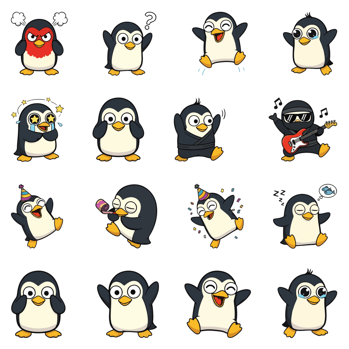 Cute Penguin Emoji Sticker Pack