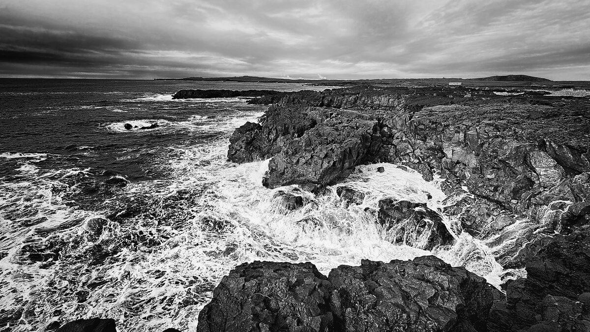 Dramatic Black and White Coastline in Iceland