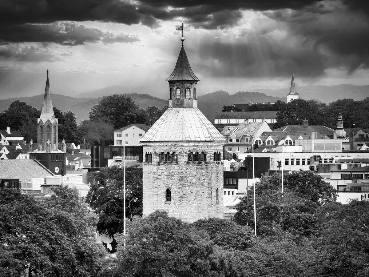 Historic Valberg Tower in Black and White