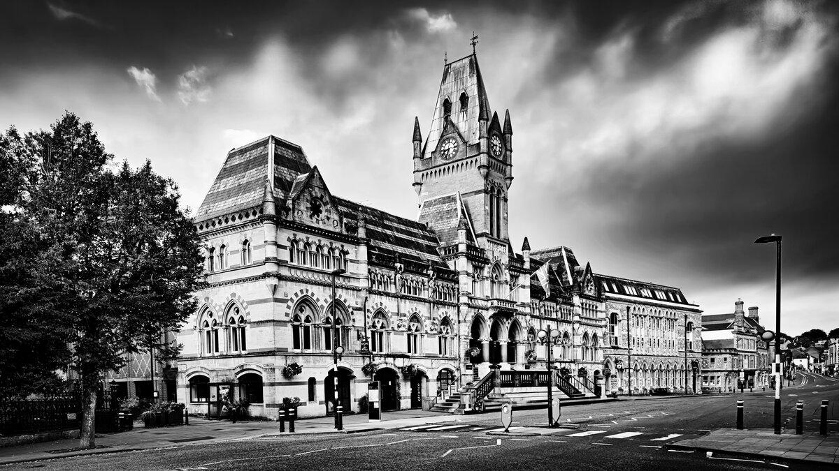 Panorama of Winchester Guildhall and Clock Tower