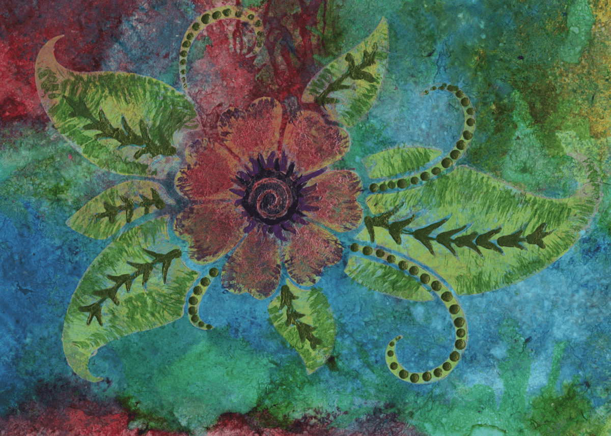 Vibrant Floral Design - Mixed Media