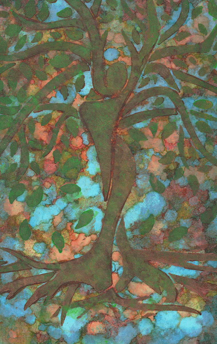 Abstract Tree Silhouette - Mixed Media