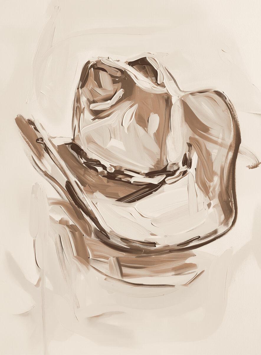 Cowgirl Cowboy Hat Abstract Painting Neutral