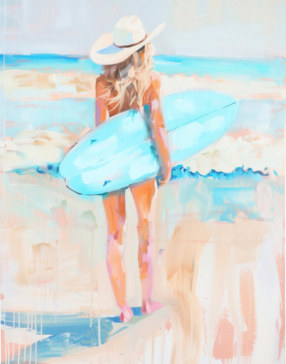 Coastal Cowgirl Abstract Painting Blue