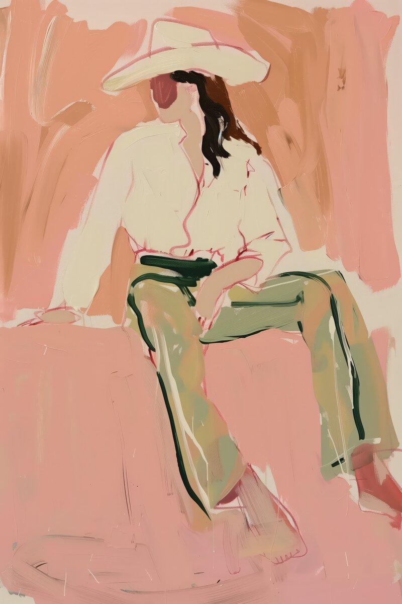 Cowgirl Abstract Painting