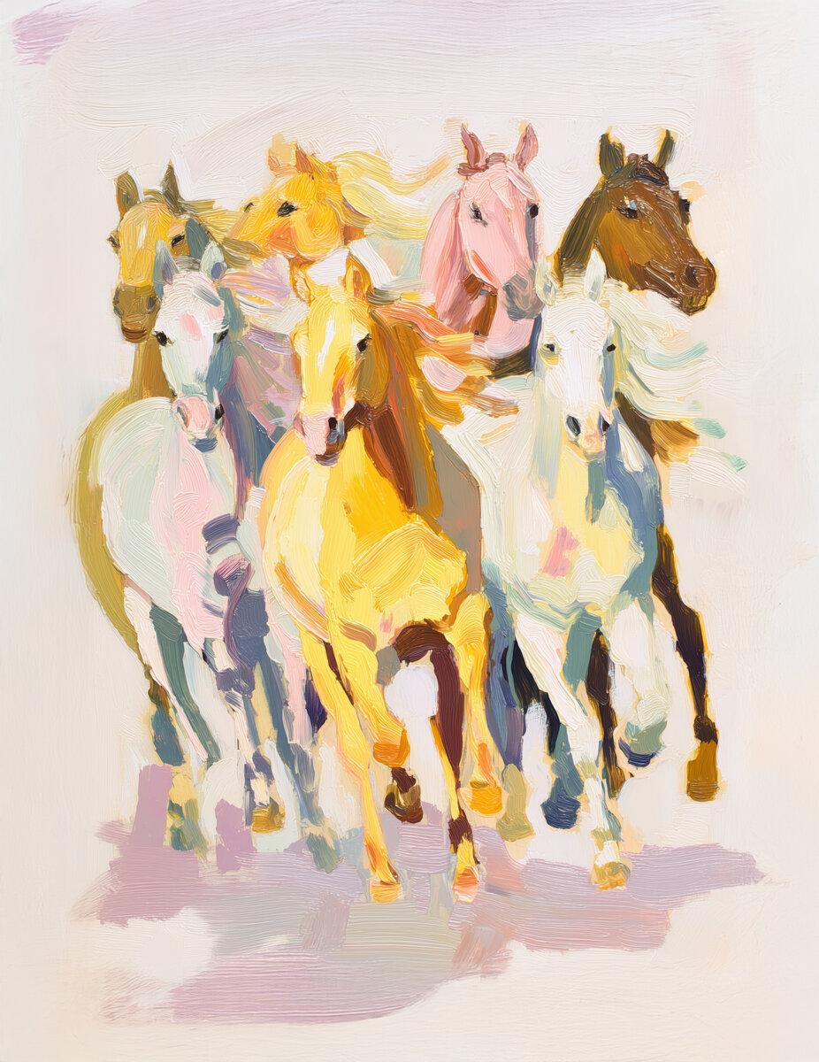 Seven Horses Abstract Painting