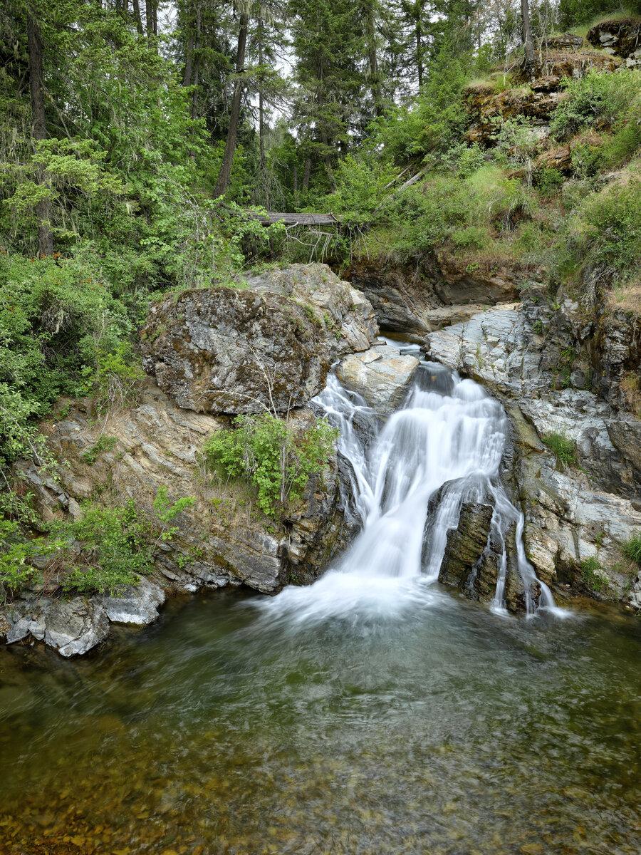 Portrait view of a cascading waterfall