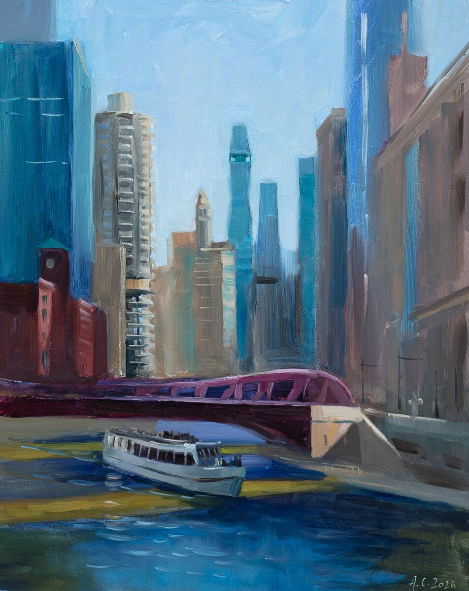 Noon shadows on Chicago river