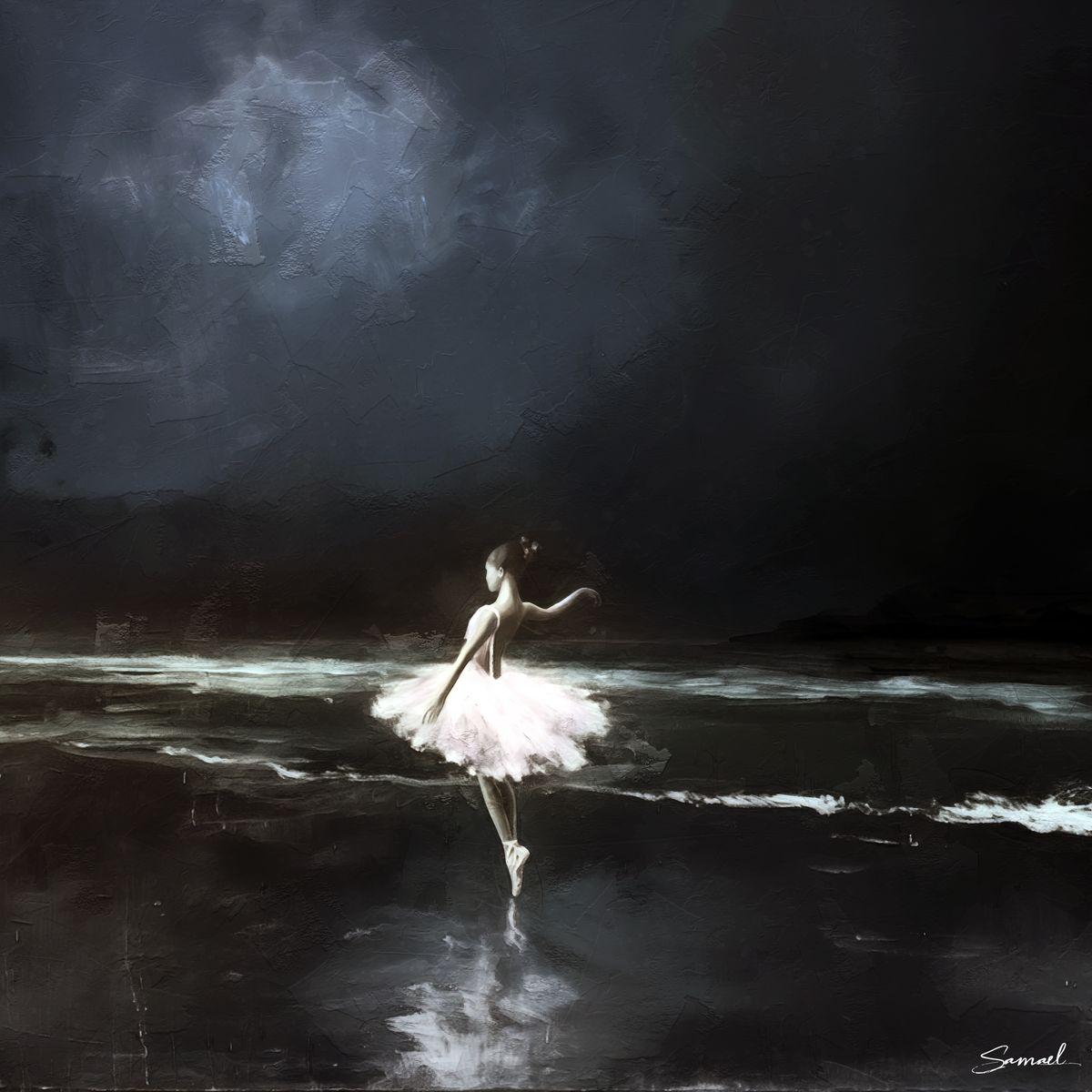 Ballerina on a Stormy Beach