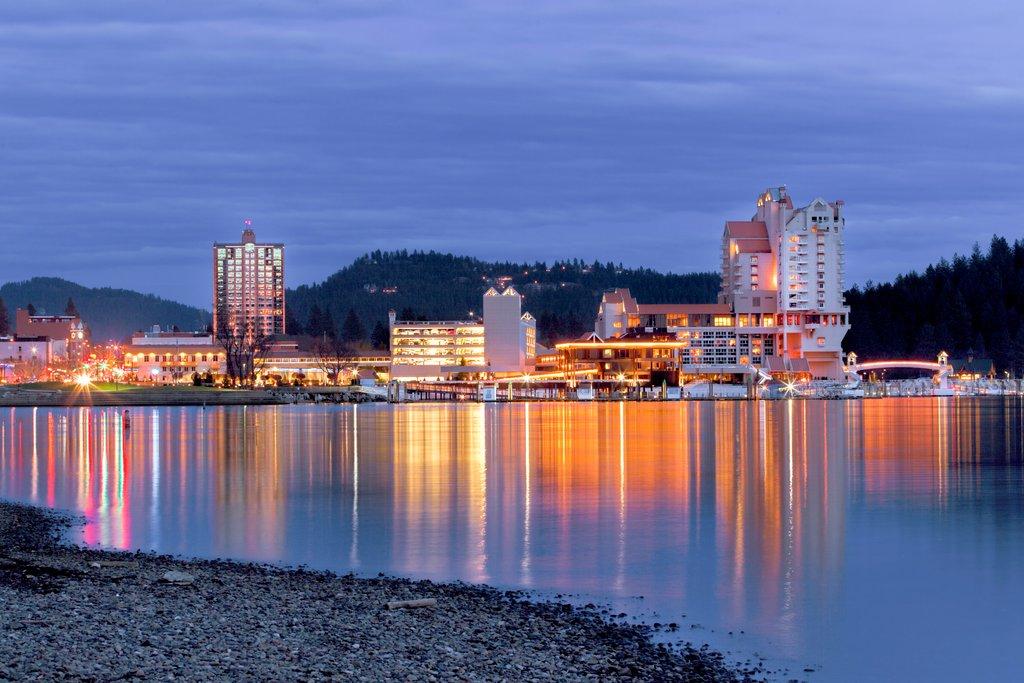 Downtown Coeur d'Alene, Idaho in the evening
