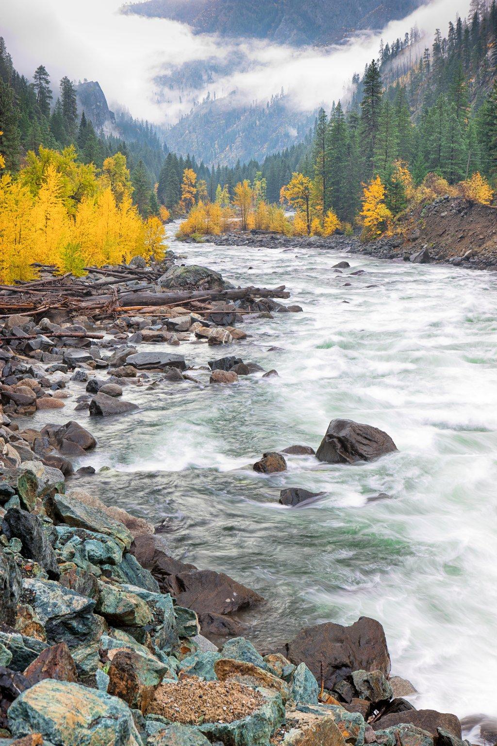 Rocky shore of the river