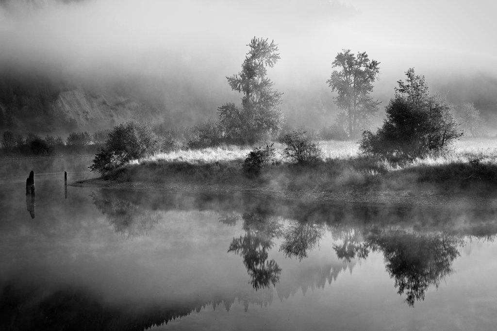 Early morning mist over a river