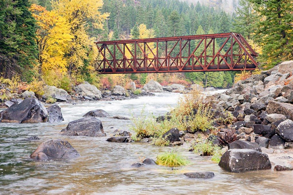 Tumwater Canyon Bridge in Autumn