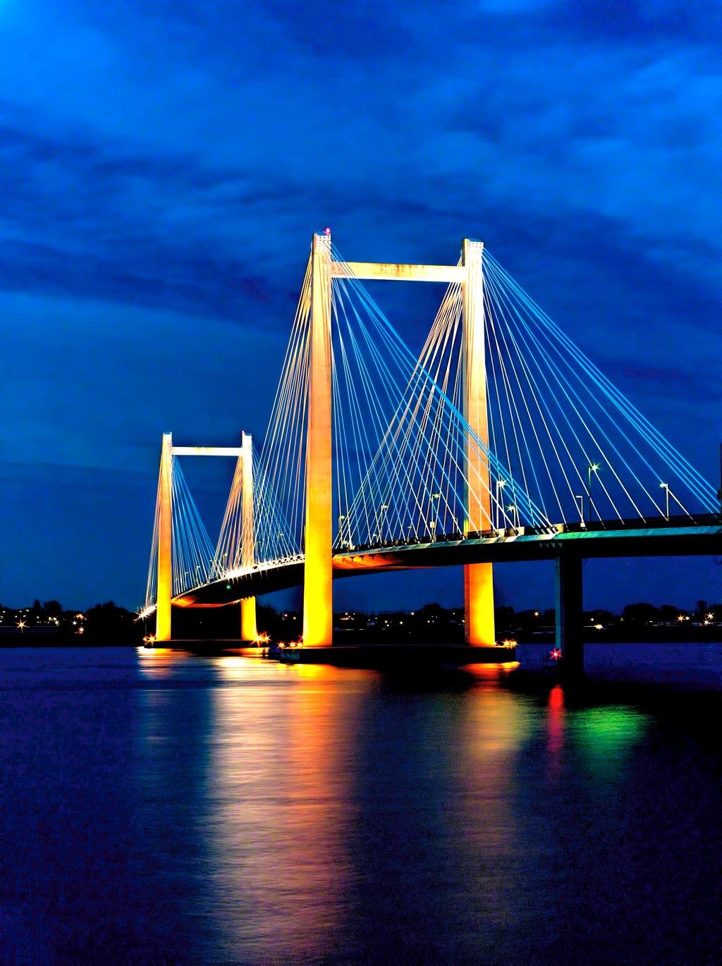 Night time cable bridge image
