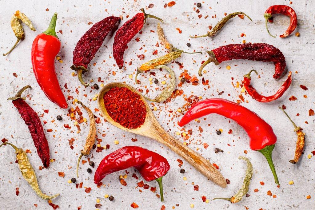 Flat lay pepper food theme