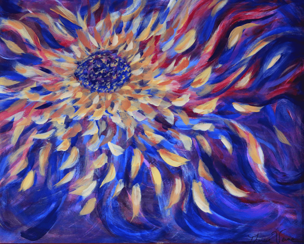 Blue Radiating Sunflower