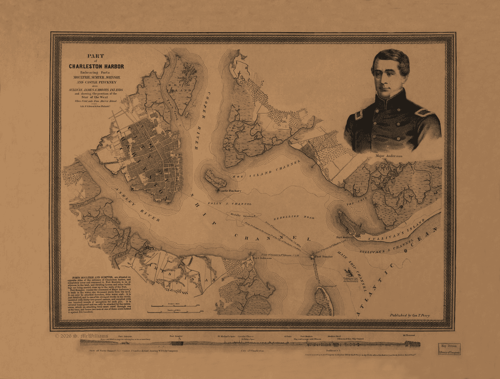 1862 Part of Charleston Harbor 23x17