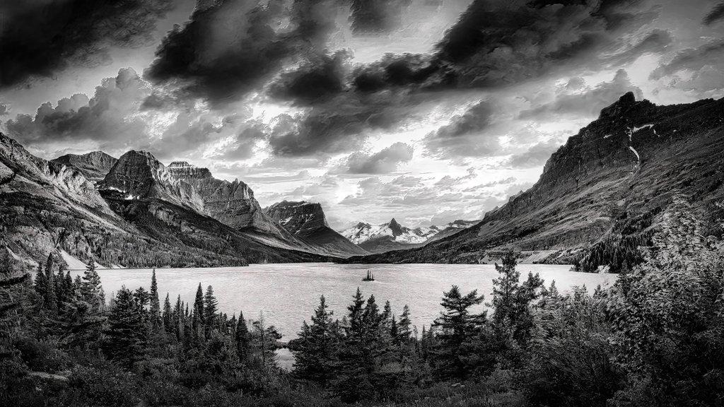 Saint Mary Lake and Peaks at Sunset