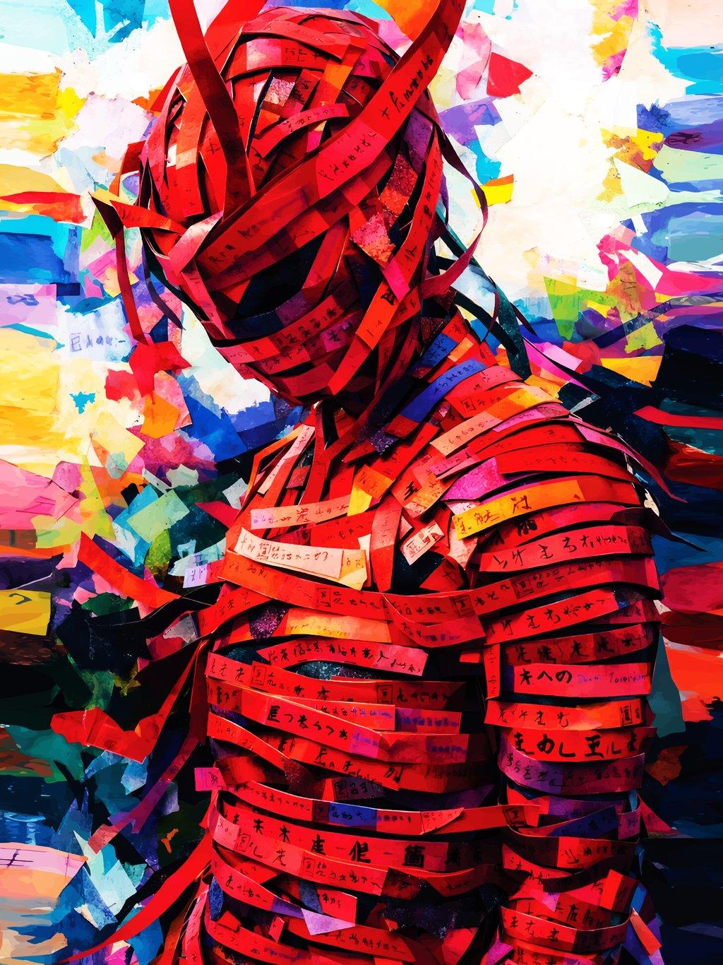 Vibrant Calligraphy-Wrapped Figure Abstract