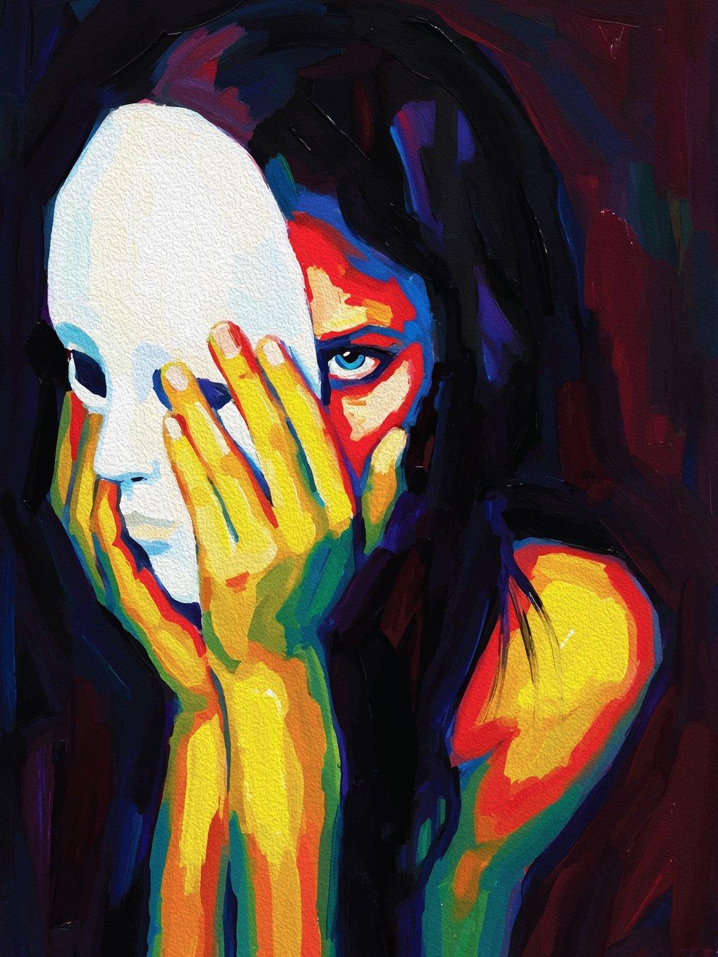 Enigmatic Masked Woman Expressive