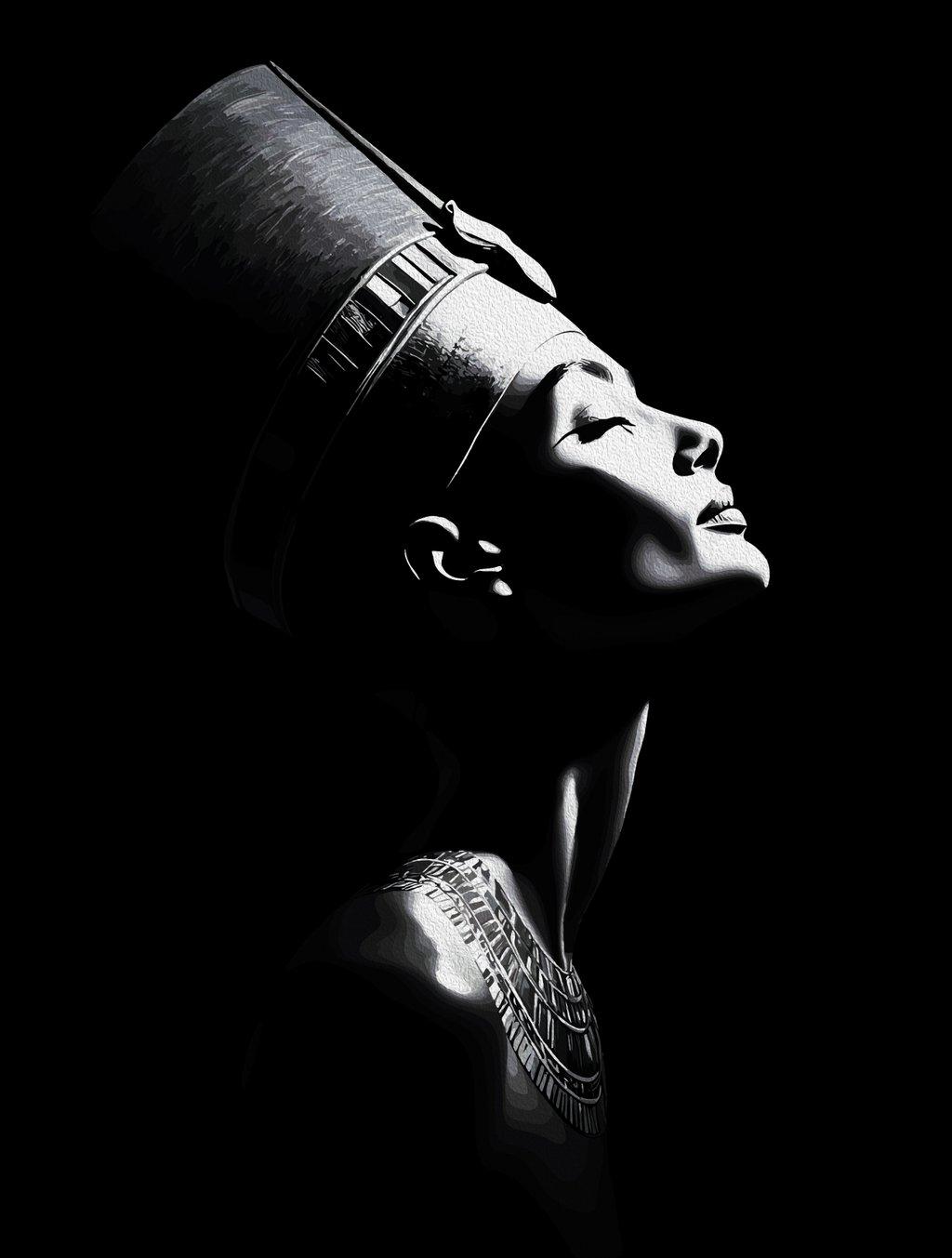 Nefertiti Elegant Black and White Egyptian Queen