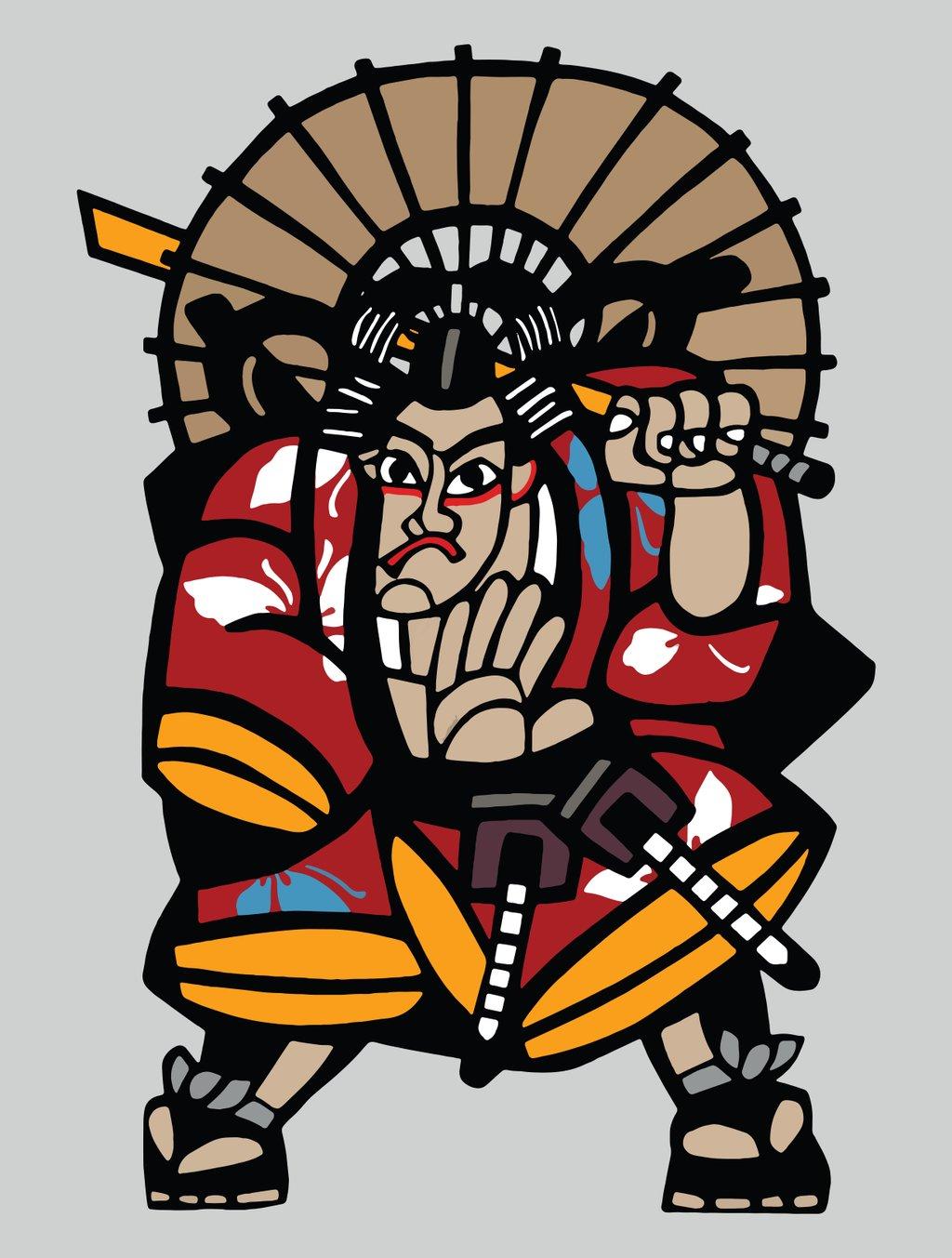 Traditional Japanese Warrior Bold Kabuki Style