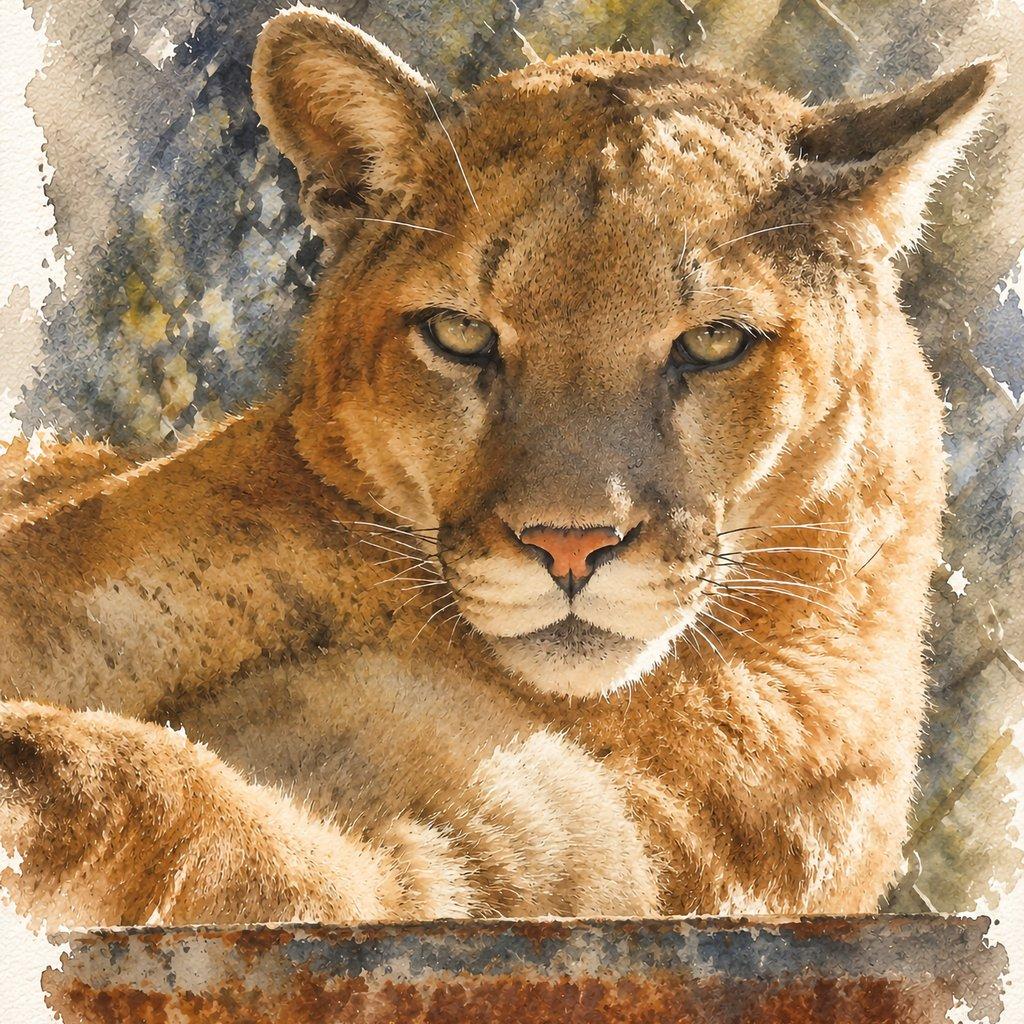 SWWCC - Mountain Lion Digital Watercolor by CJ3