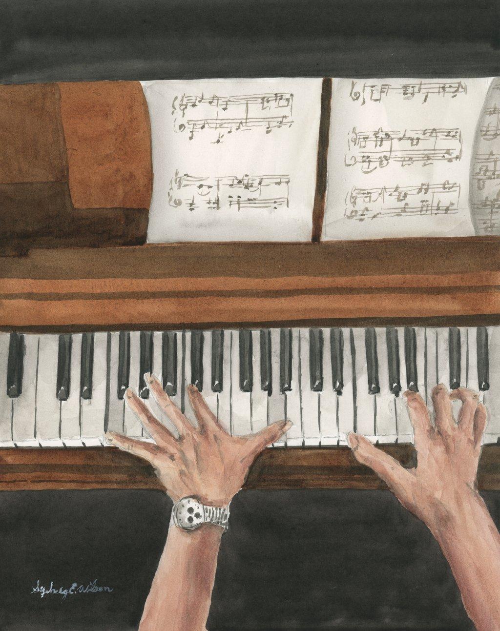 Hands Playing Piano Overhead