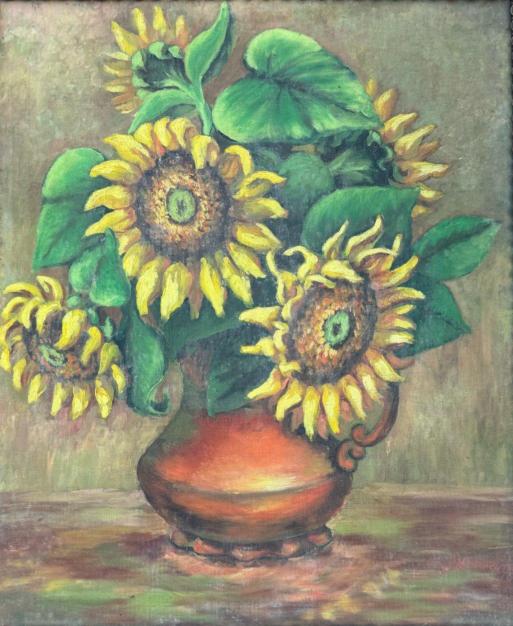 Sunflowers, Orange Vase