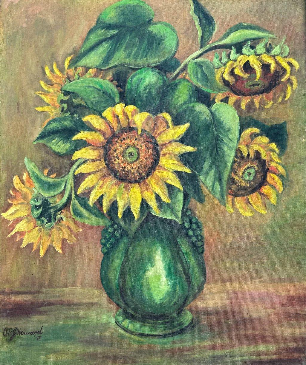 Sunflowers, Green Vase